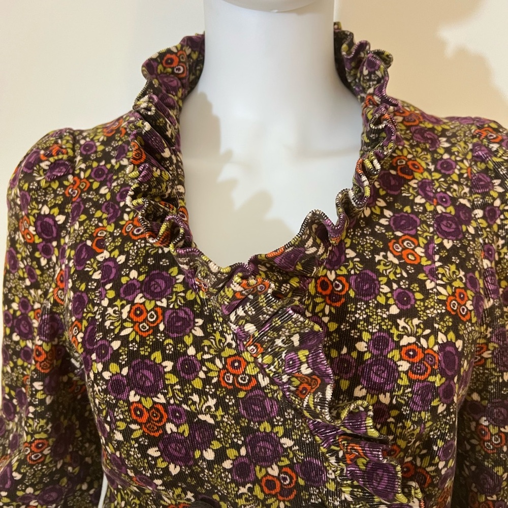 Betsey Johnson Purple Floral Ruffle Prairie Jacket